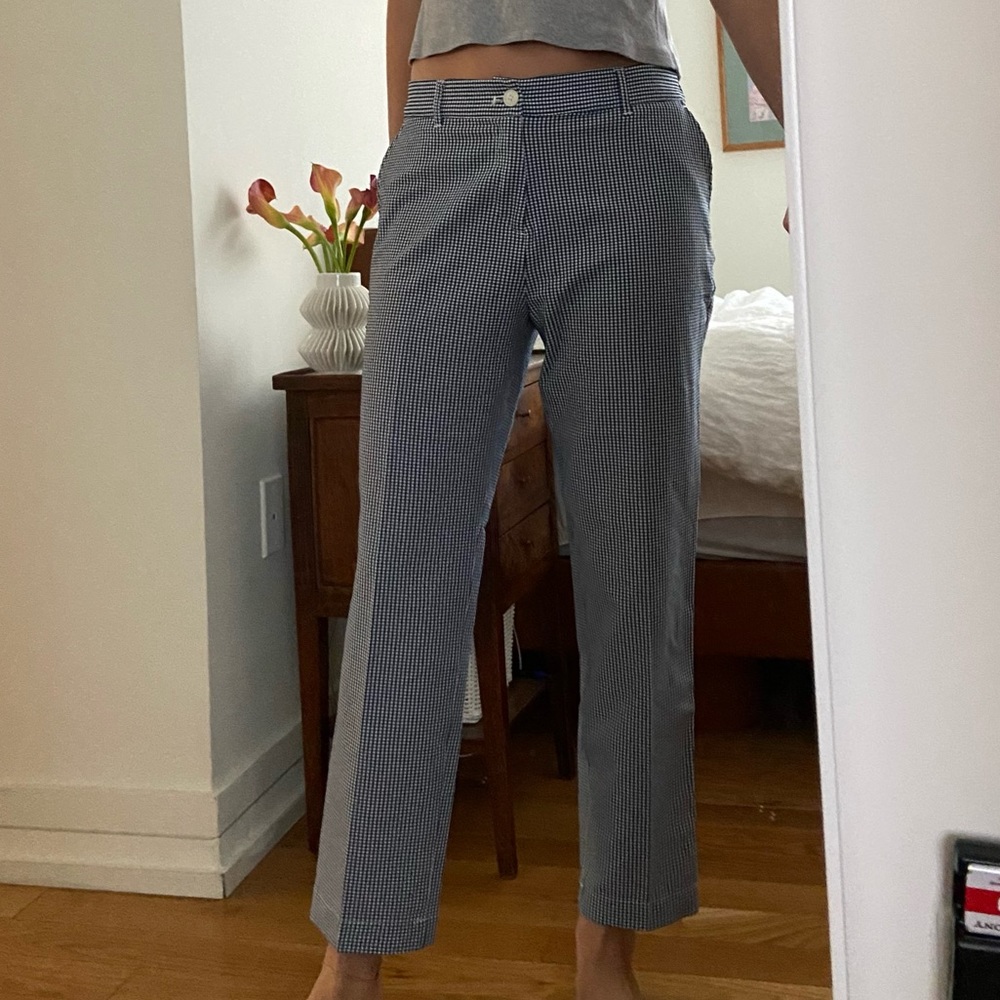 Size M blue and white little checkered pants